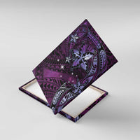 Hawaii Makahiki Season Canvas Wall Art Floral Tribal Tattoo Purple Galaxy LT05 With Frame Purple - Polynesian Pride