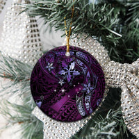 Hawaii Makahiki Season Ceramic Ornament Floral Tribal Tattoo Purple Galaxy LT05 - Polynesian Pride
