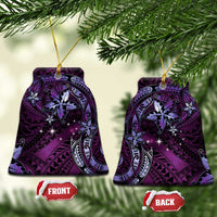 Hawaii Makahiki Season Ceramic Ornament Floral Tribal Tattoo Purple Galaxy LT05 Bell Flake Purple - Polynesian Pride
