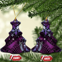 Hawaii Makahiki Season Ceramic Ornament Floral Tribal Tattoo Purple Galaxy LT05 Christmas Tree Purple - Polynesian Pride