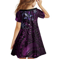 Hawaii Makahiki Season Family Matching Tank Maxi Dress and Hawaiian Shirt Floral Tribal Tattoo Purple Galaxy