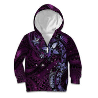 Hawaii Makahiki Season Kid Hoodie Floral Tribal Tattoo Purple Galaxy
