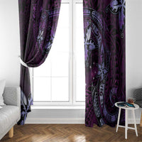 Hawaii Makahiki Season Window Curtain Floral Tribal Tattoo Purple Galaxy LT05 - Polynesian Pride