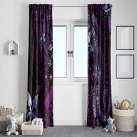 Hawaii Makahiki Season Window Curtain Floral Tribal Tattoo Purple Galaxy LT05 - Polynesian Pride