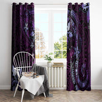 Hawaii Makahiki Season Window Curtain Floral Tribal Tattoo Purple Galaxy LT05 - Polynesian Pride