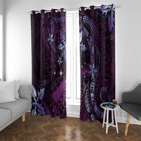 Hawaii Makahiki Season Window Curtain Floral Tribal Tattoo Purple Galaxy LT05 With Grommets Purple - Polynesian Pride
