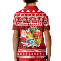 Personalized Tonga Christmas Kid Polo Shirt Kilisimasi Fiefia Santas Coat Of Arms LT05 - Polynesian Pride