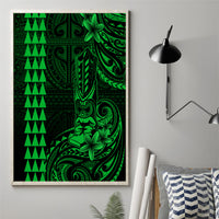 Hawaii Hauoli Makahiki Hou Canvas Wall Art Lono Hawaiian God Kakau Polynesian Tribal Green LT05 - Polynesian Pride