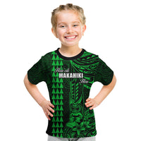 Personalized Hawaii Hauoli Makahiki Hou Kid T Shirt Lono Hawaiian God Kakau Polynesian Tribal Green LT05 Green - Polynesian Pride