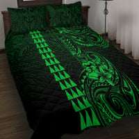 Hawaii Hauoli Makahiki Hou Quilt Bed Set Lono Hawaiian God Kakau Polynesian Tribal Green LT05 - Polynesian Pride