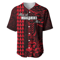 Personalized Hawaii Hauoli Makahiki Hou Baseball Jersey Lono Hawaiian God Kakau Polynesian Tribal Red LT05 Red - Polynesian Pride