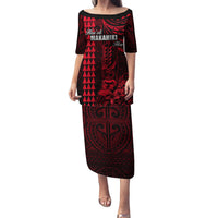 Personalized Hawaii Hauoli Makahiki Hou Family Matching Puletasi Dress and Hawaiian Shirt Lono Hawaiian God Kakau Polynesian Tribal Red LT05 Mom's Dress Red - Polynesian Pride