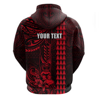 Personalized Hawaii Hauoli Makahiki Hou Hoodie Lono Hawaiian God Kakau Polynesian Tribal Red LT05 - Polynesian Pride