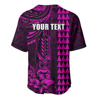 Personalized Hawaii Hauoli Makahiki Hou Baseball Jersey Lono Hawaiian God Kakau Polynesian Tribal Pink LT05 - Polynesian Pride
