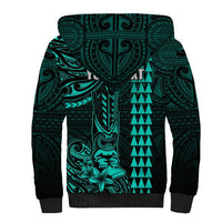 Personalized Hawaii Hauoli Makahiki Hou Sherpa Hoodie Lono Hawaiian God Kakau Polynesian Tribal Turquoise LT05 - Polynesian Pride
