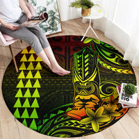 Hawaii Hauoli Makahiki Hou Round Carpet Lono Hawaiian God Kakau Polynesian Tribal Reggae LT05 - Polynesian Pride