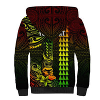 Personalized Hawaii Hauoli Makahiki Hou Sherpa Hoodie Lono Hawaiian God Kakau Polynesian Tribal Reggae LT05 - Polynesian Pride