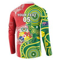 Custom Tonga Australia Rugby Button Sweatshirt Kangaroos And Tonga Mate Maa Together LT05 - Polynesian Pride