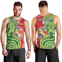 Custom Tonga Australia Rugby Men Tank Top Kangaroos And Tonga Mate Maa Together LT05 - Polynesian Pride