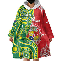 Custom Tonga Australia Rugby Wearable Blanket Hoodie Kangaroos And Tonga Mate Maa Together