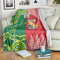 Custom Tonga XIII And Australia Kangaroos Blanket Mate Maa Tongan Ngatu With Aboriginal LT05 Red - Polynesian Pride