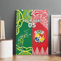 Custom Tonga XIII And Australia Kangaroos Canvas Wall Art Mate Maa Tongan Ngatu With Aboriginal LT05 - Polynesian Pride