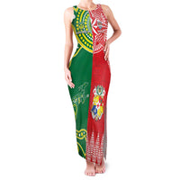 Custom Tonga XIII And Australia Kangaroos Family Matching Tank Maxi Dress and Hawaiian Shirt Mate Maa Tongan Ngatu With Aboriginal