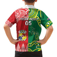 Custom Tonga XIII And Australia Kangaroos Hawaiian Shirt Mate Maa Tongan Ngatu With Aboriginal LT05 - Polynesian Pride