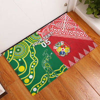 Custom Tonga XIII And Australia Kangaroos Rubber Doormat Mate Maa Tongan Ngatu With Aboriginal LT05 - Polynesian Pride