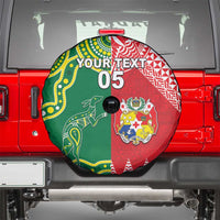 Custom Tonga XIII And Australia Kangaroos Spare Tire Cover Mate Maa Tongan Ngatu With Aboriginal LT05 - Polynesian Pride