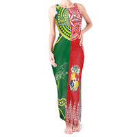Custom Tonga XIII And Australia Kangaroos Tank Maxi Dress Mate Maa Tongan Ngatu With Aboriginal LT05 Women Red - Polynesian Pride