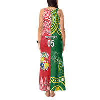 Custom Tonga XIII And Australia Kangaroos Tank Maxi Dress Mate Maa Tongan Ngatu With Aboriginal LT05 - Polynesian Pride