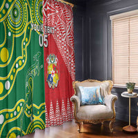 Custom Tonga XIII And Australia Kangaroos Window Curtain Mate Maa Tongan Ngatu With Aboriginal LT05 - Polynesian Pride