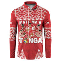 Custom Tonga Rugby Button Sweatshirt Tonga Mate Ma'a Take The Lead LT05 Red - Polynesian Pride