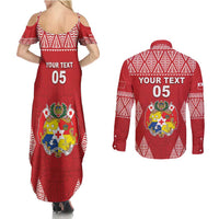 Custom Tonga Rugby Couples Matching Summer Maxi Dress and Long Sleeve Button Shirt Tonga Mate Ma'a Take The Lead LT05 - Polynesian Pride