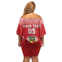 Custom Tonga Rugby Family Matching Off Shoulder Short Dress and Hawaiian Shirt Tonga Mate Ma'a Take The Lead