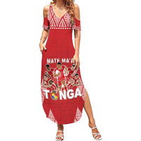 Custom Tonga Rugby Summer Maxi Dress Tonga Mate Ma'a Take The Lead LT05 Women Red - Polynesian Pride