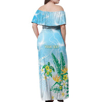 Personalised 2025 Aloha Hawaii Off Shoulder Maxi Dress Tropical Flowers And Honu LT05 - Polynesian Pride