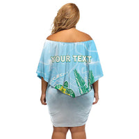 Personalised 2025 Aloha Hawaii Off Shoulder Short Dress Tropical Flowers And Honu LT05 - Polynesian Pride
