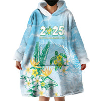Personalised 2025 Aloha Hawaii Wearable Blanket Hoodie Tropical Flowers And Honu LT05 - Polynesian Pride