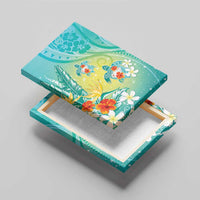 Hawaii Honu Canvas Wall Art Tropical Flowers Turquoise Gradient LT05 - Polynesian Pride