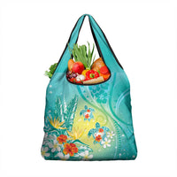 Hawaii Honu Grocery Bag Tropical Flowers Turquoise Gradient LT05 1-pack One Size Turquoise - Polynesian Pride