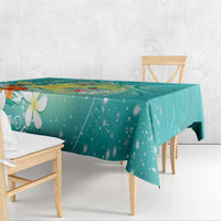 Hawaii Honu Tablecloth Tropical Flowers Turquoise Gradient LT05 - Polynesian Pride