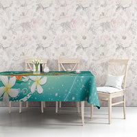 Hawaii Honu Tablecloth Tropical Flowers Turquoise Gradient LT05 - Polynesian Pride