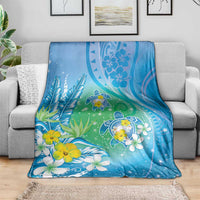 Hawaii Honu Blanket Tropical Flowers Blue Gradient LT05 - Polynesian Pride