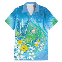 Hawaii Honu Family Matching Mermaid Dress and Hawaiian Shirt Tropical Flowers Blue Gradient