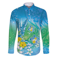 Hawaii Honu Family Matching Mermaid Dress and Hawaiian Shirt Tropical Flowers Blue Gradient