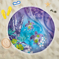 Hawaii Honu Beach Blanket Tropical Flowers Purple Gradient LT05 One Size 150cm Purple - Polynesian Pride