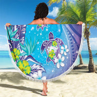 Hawaii Honu Beach Blanket Tropical Flowers Purple Gradient LT05 - Polynesian Pride