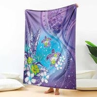 Hawaii Honu Blanket Tropical Flowers Purple Gradient LT05 - Polynesian Pride